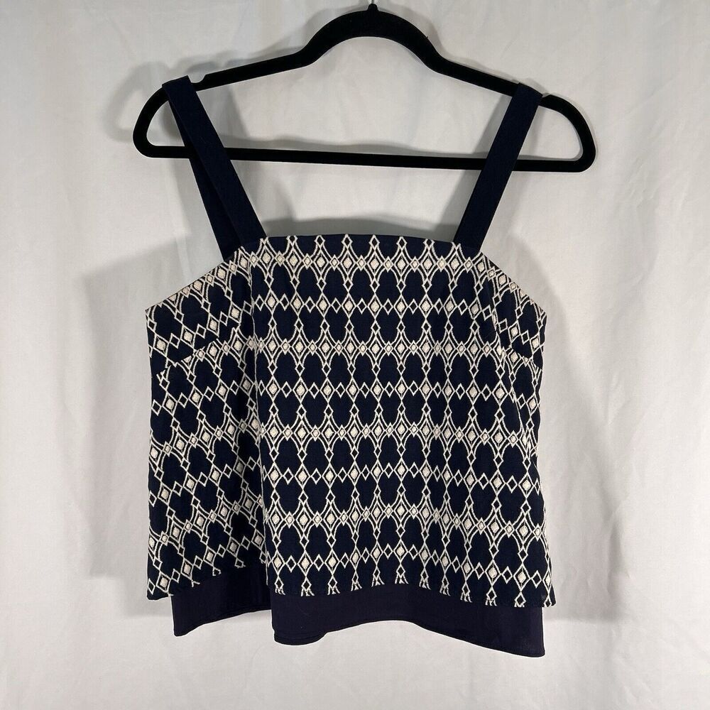 J.O.A. JOA Los Angeles Tank Top Women's Small Blue White Embroidered Sleeveless